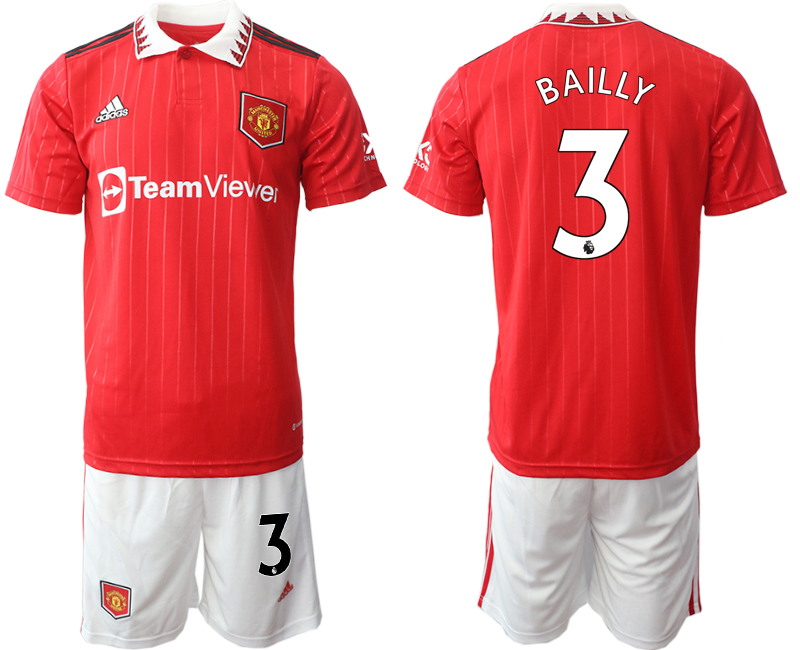 Men 2022-2023 Club Manchester United home Red #3 Adidas Soccer Jersey